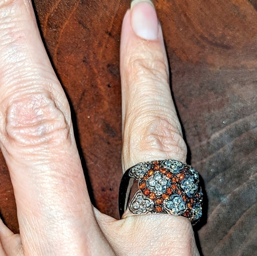 Garnet & Marcasite Diamond Cocktail Ring